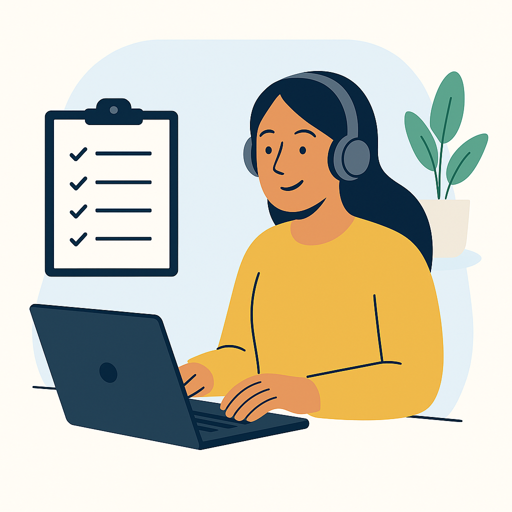 Friendly online English lesson over video call